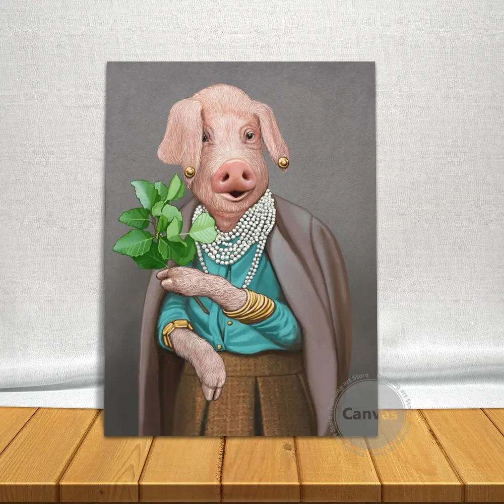 

Vintage Animals funny pig Canvas Manga Decoration Prints Poster wall decor Pictures Home Decor Living room Bedroom Art Painting