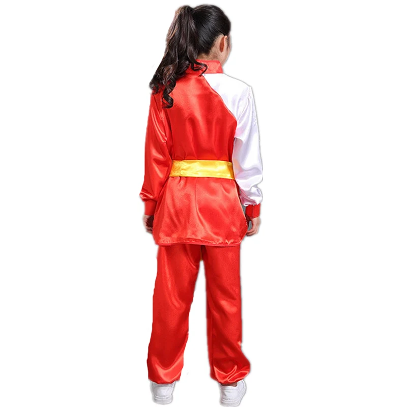 Red Uniform 110-160 см, кунг-фу, детская одежда для ушу, Костюм тайцзи, традиционный костюм ханфу, китайские костюмы для детей, для маленьких девочек и мальчиков - Цвет: Red Uniform