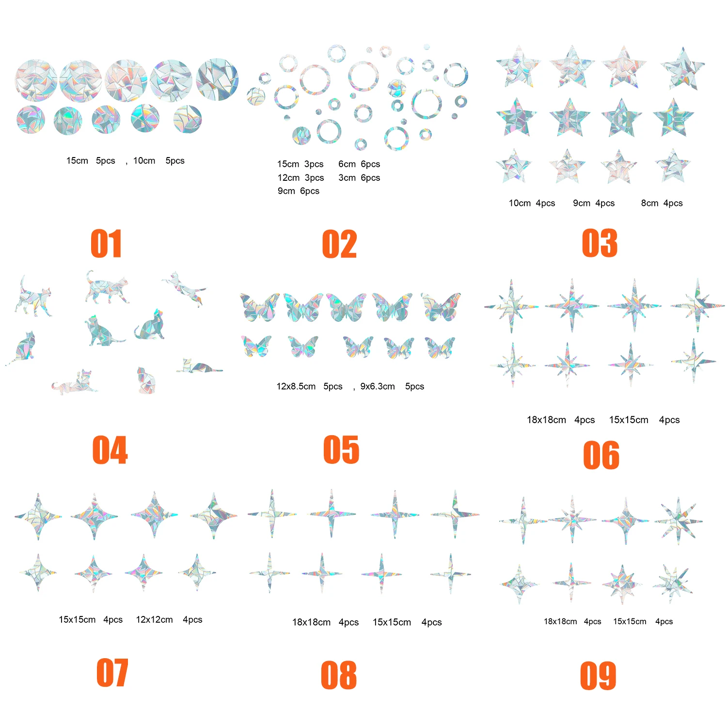 3D радужного эффекта призмы наклейки окна бабочка/звезда/Декор с кошкой дома