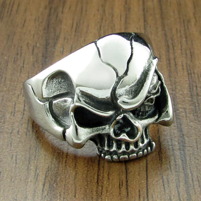 Free Shipping Punk 316L Stainless Steel Silver Color Black Biker Dragon Claw Skull For Man Motorcycle Chain Ring Jewelry | Украшения и