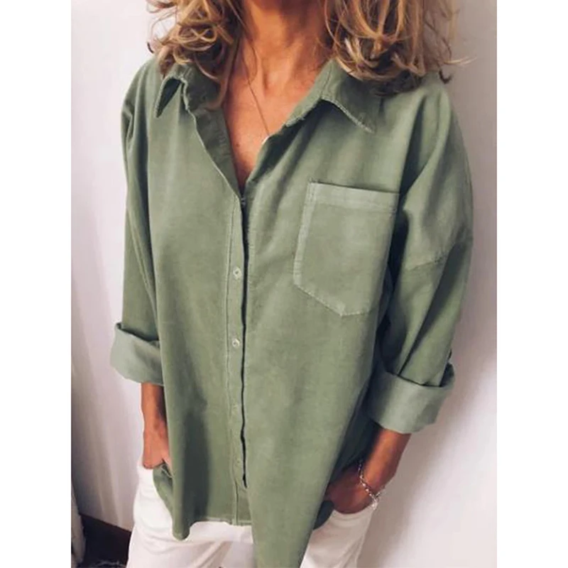 

ZN Casual Loose Women Shirts Spring Autumn Lapel Collar Solid Color Long Sleeve Buttons Female Blouse Tops Plus Size Streetwear