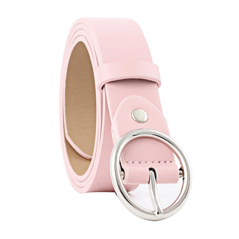 

Fashion Women Ladies Imitation Designer Punk Leather Waist Belts Round Metal Circle Pin Buckles Belt For Women Jeans Pants