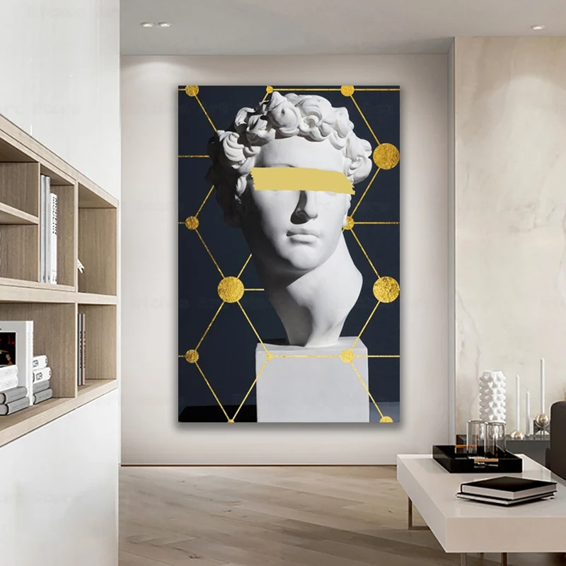 

Nordic Style Sculpture of David Canvas Painting Posters and Prints Wall Art Picture Modern Cover Face for Living Room Home Decor