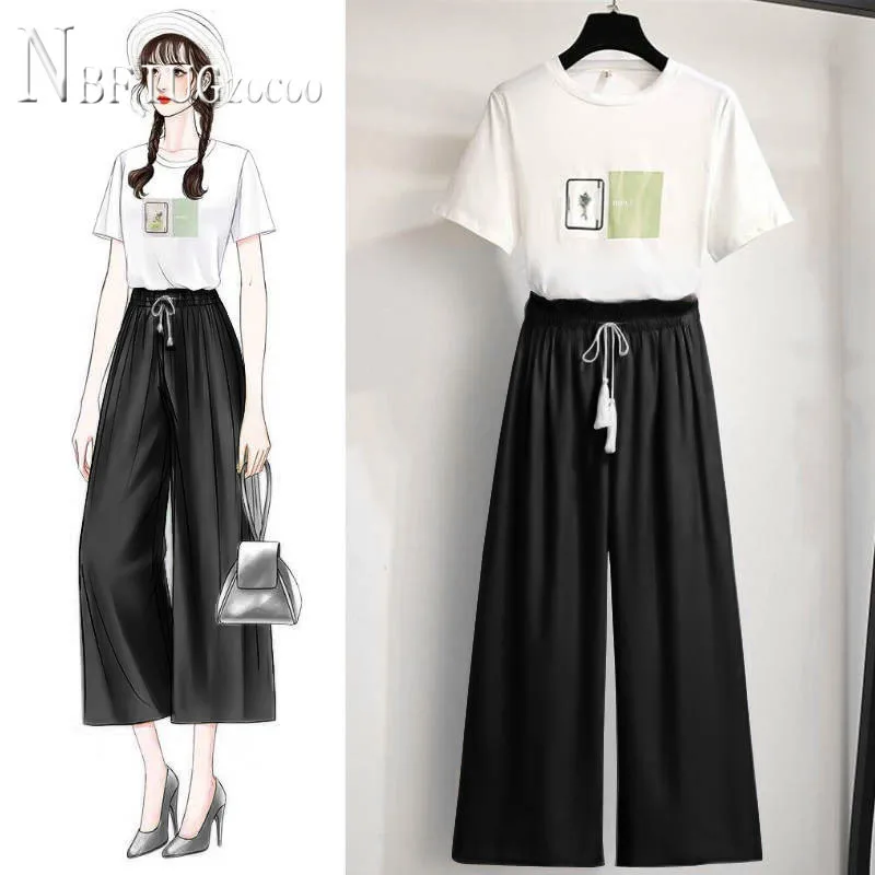 

Short Sleeve T Shirt And Drawstring Pants Women Sets S-2XL Female Sets