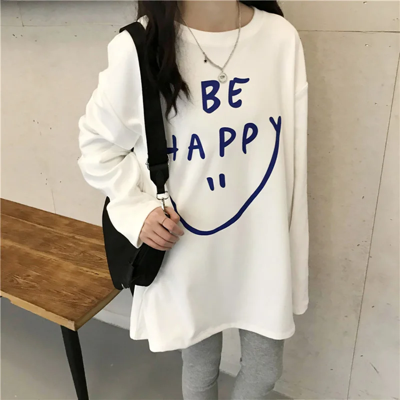

Harajuku Shirt Kawaii T-Shirt For Girls Solid Color White Smiley Korean Clothes Vintage Summer Blouse Gothic Tee Couple Outfit