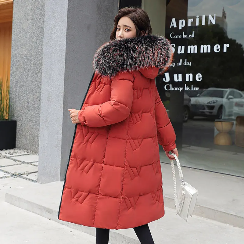 2020 New Embroidery Long Hooded Parka Winter Jacket Women Warm Thick Double-sided Wear Parka Fur Collar Coat Female Office Lady