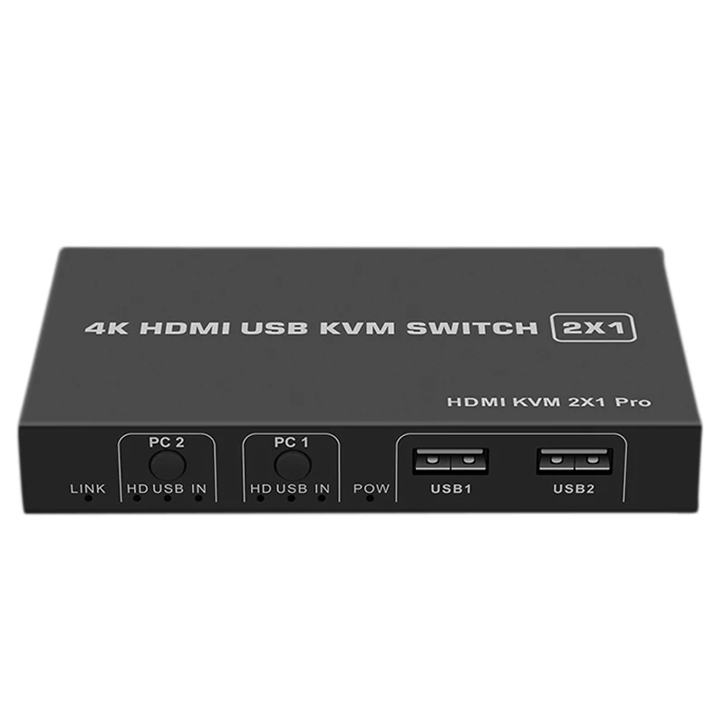HDMI KVM переключатель HDMI2 в 1 из 4K конвертер KVM2X1 ключ удлинитель с переключателем
