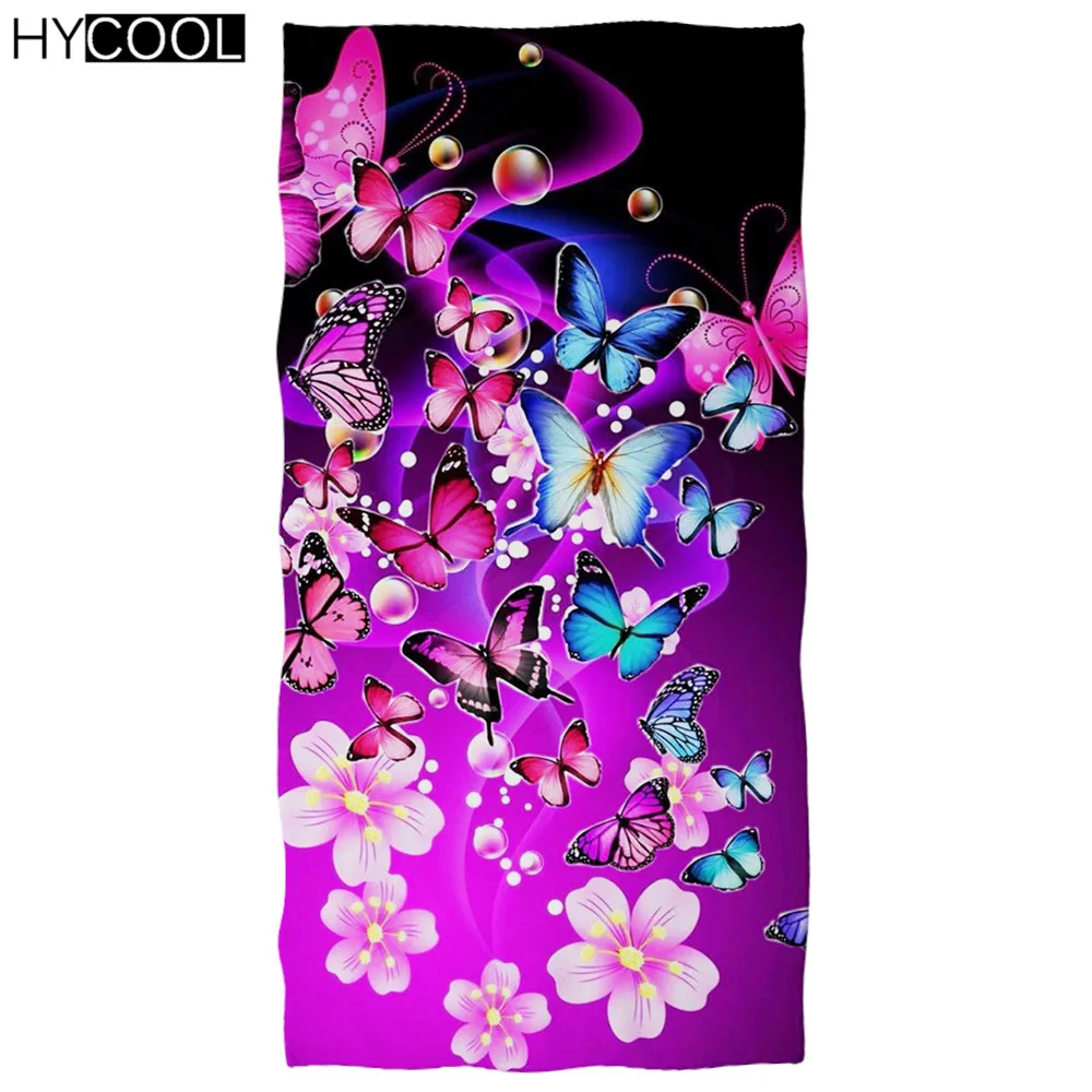 

Мягкие пляжные полотенца из микрофибры для плавания, женские абсорбирующие быстросохнущие дорожные полотенца с цветными бабочками и цвето...