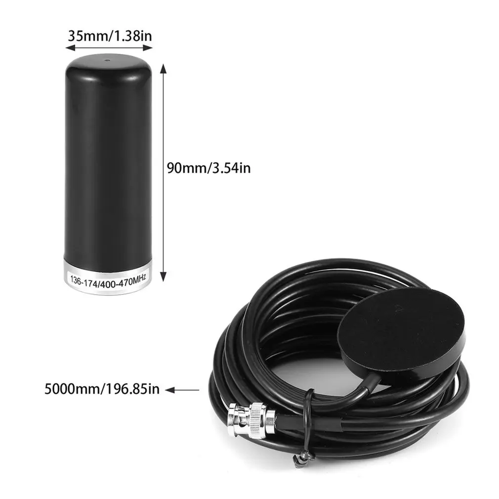 

Vehicle/Car Mobile Radio VHF/UHF Dual Band Antenna BNC Male Connector Magnetic Base Mount 5M RG58 Cable