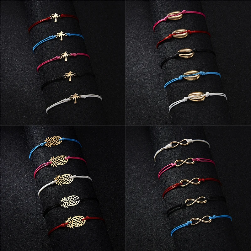 Ракушка ананас Inifinity 8 Шарм Браслеты для женщин мужчин детей счастливая Красная