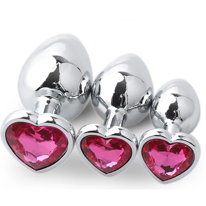 Анальная пробка 3 размера анальная из нержавеющей стали с кристаллами Анальный