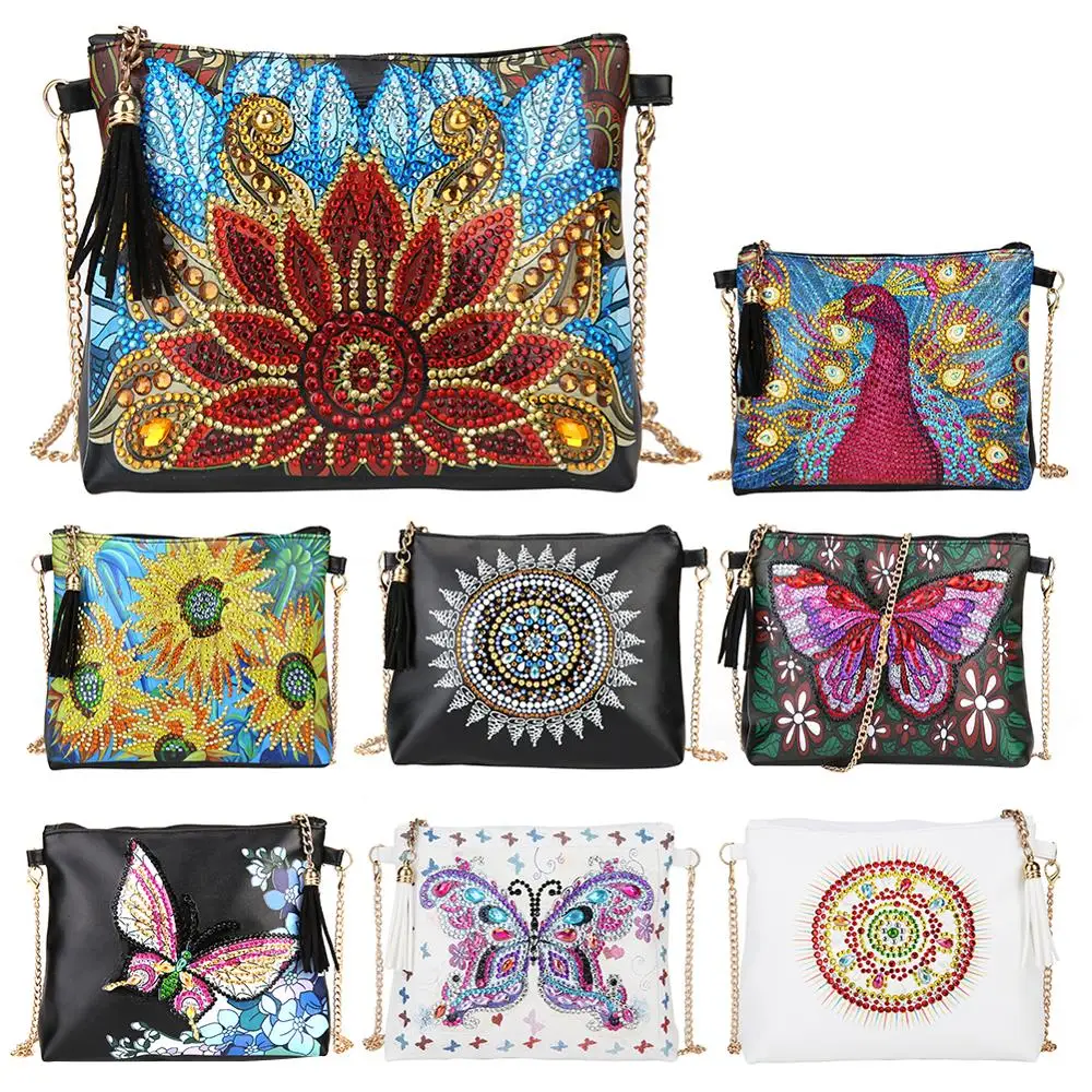 DIY цветок особой формы Алмазная картина цепь сумка через плечо кожаный женский