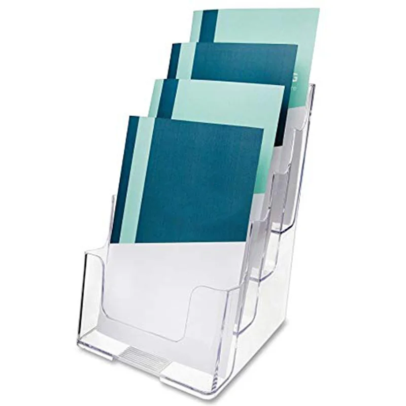 Прозрачный 4-уровневый держатель для брошюр книг флаеров пластиковая витрина