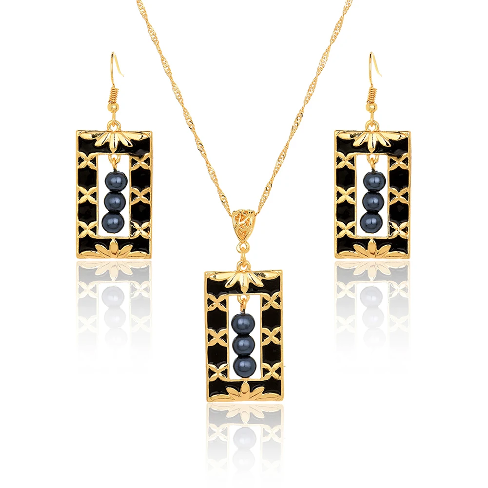 SophiaXuan Hawaiian Jewelry Geometry Pearl Earrings and Necklaces Set Fashion Wholesale for Women Party | Украшения и аксессуары