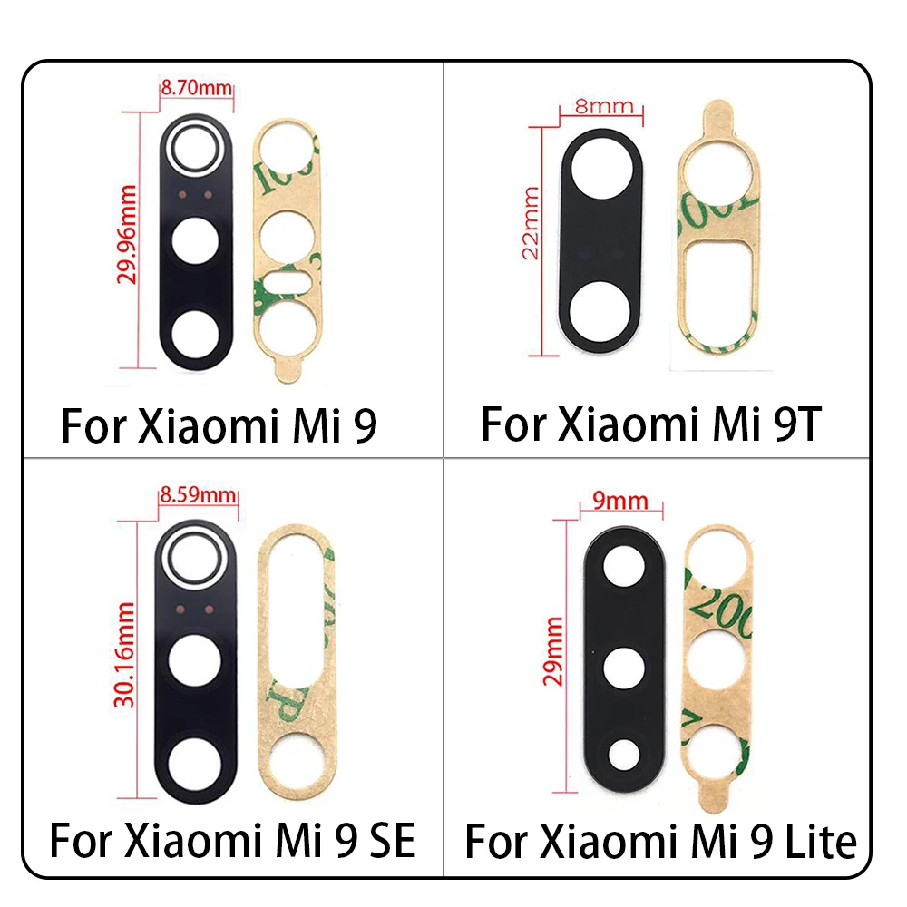 New For Xiaomi Mi 9 Mi9 Se Mi9 Mi 9T 10T Note 10 11 Lite Poco X3 NFC / Poco F3 Rear Back Camera Glass Lens With Adhesive Sticker