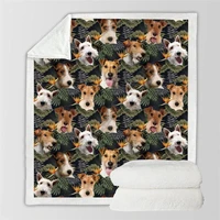 wire fox terrier premium fleece blanket 3d printed sherpa blanket on bed home textiles