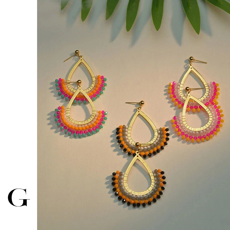 

GHIDBK French Vitange Drop Designer Dangle Earrings For Women Tassel Colorful Beads Weave Earring Personality Charm Jewelry