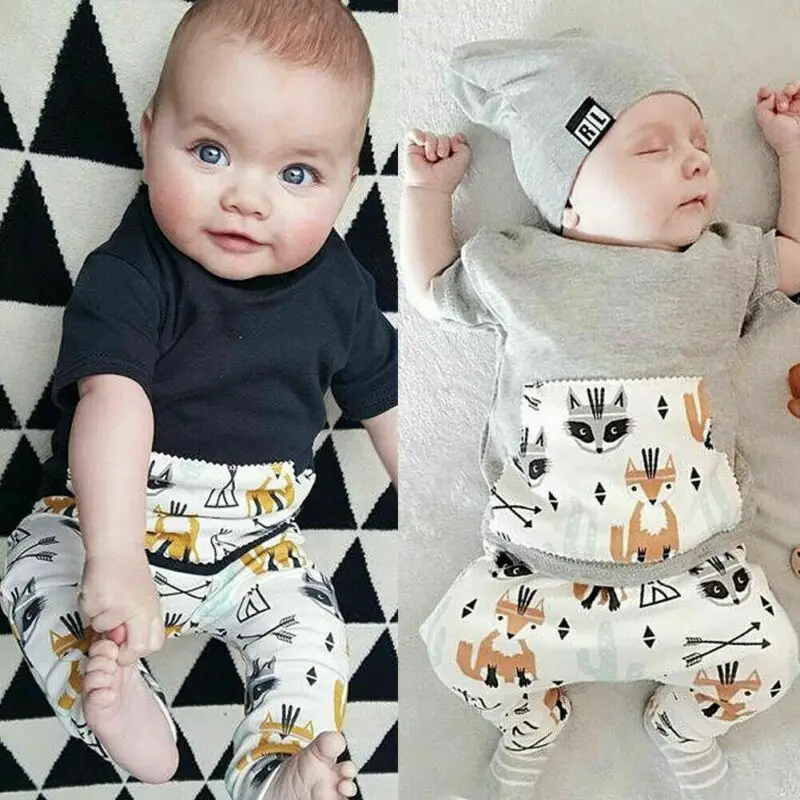 

Kids Toddler Baby Boy Outfits Clothes Short Sleeve Tops Romper Pants 2pcs Set