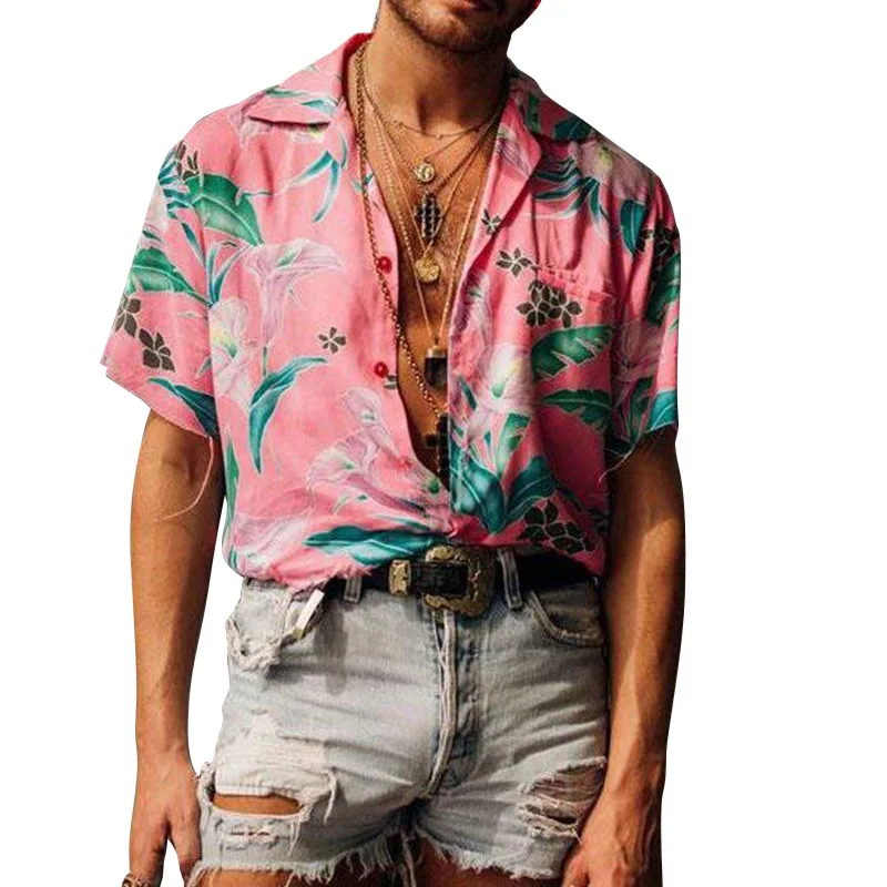 

Top Selling Product In 2021 Spring Youth Print Short Sleeve Men Shirts Loose Casual Plus Size Camisas Para Hombre Men Clothing