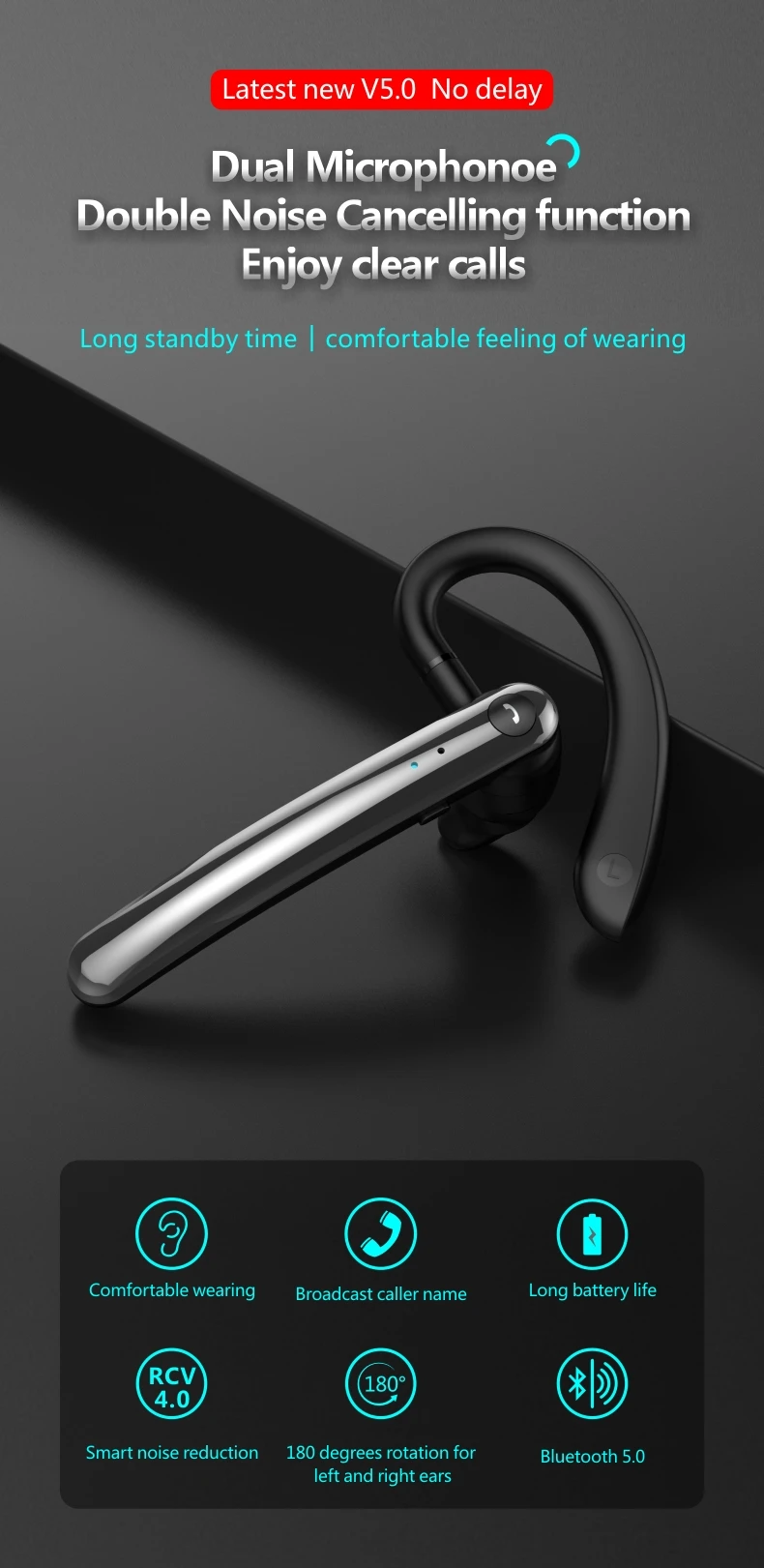 Беспроводная гарнитура с двойным микрофоном шумоподавление вызовов