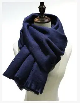 

New autumn and winter pearl scarf pure color shawl scarf one
