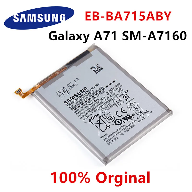 Оригинальная деталь SAMSUNG 4500 мАч сменная батарея для Samsung Galaxy A71 EB-BA715ABY A7160 батареи |