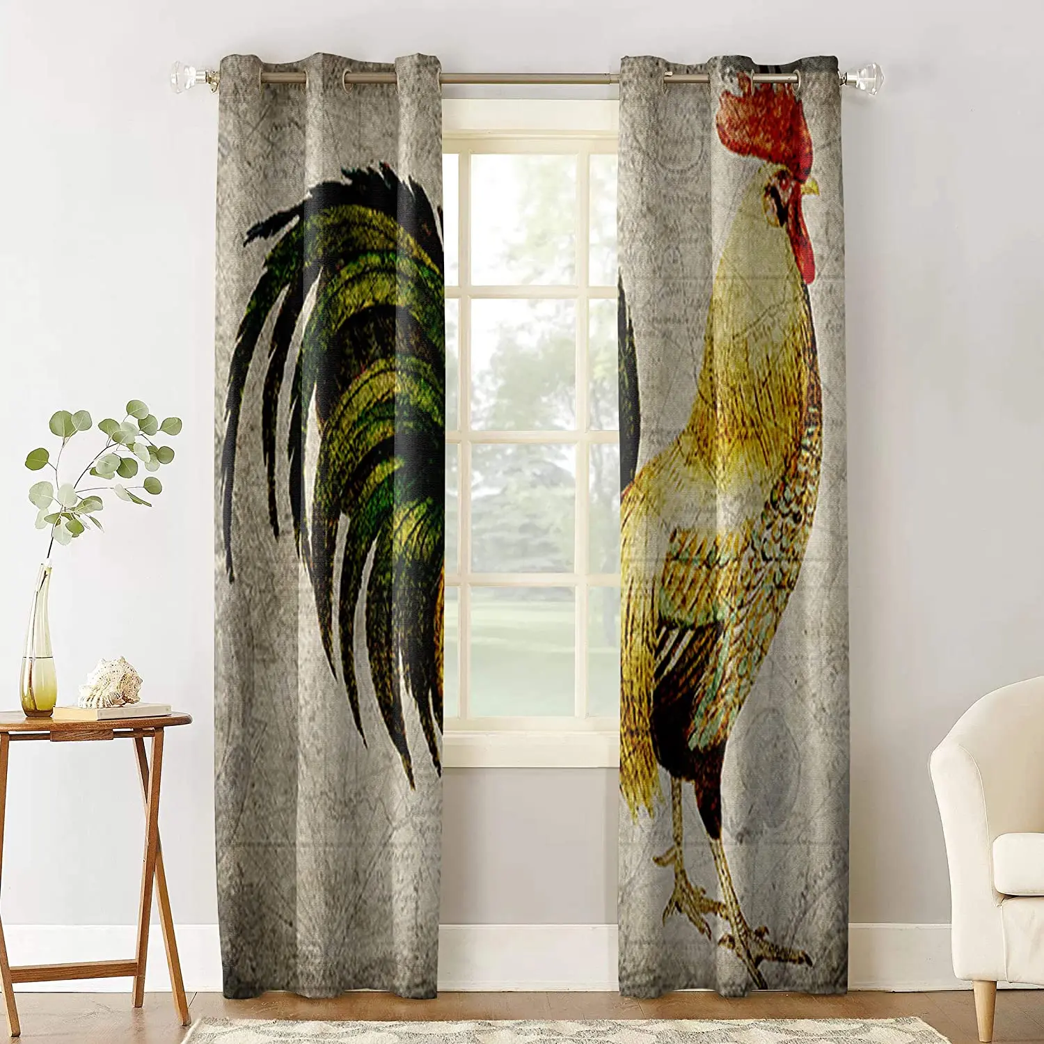 Ферма петух винтажная карта домашний декор оконная занавеска s спальня кухня