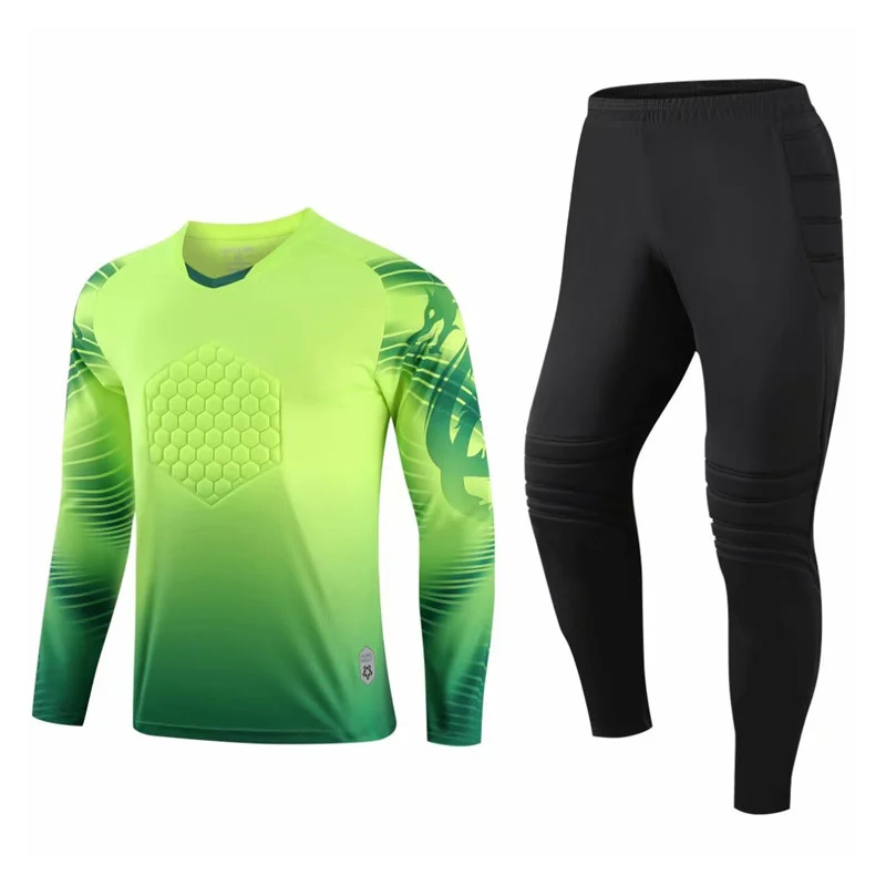 

Men‘s Football Training Goalkeeper Uniform Men Goalie Soccer Jersey Set Doorkeepers Long Sleeve Protective Sponge Shirt Pants-40