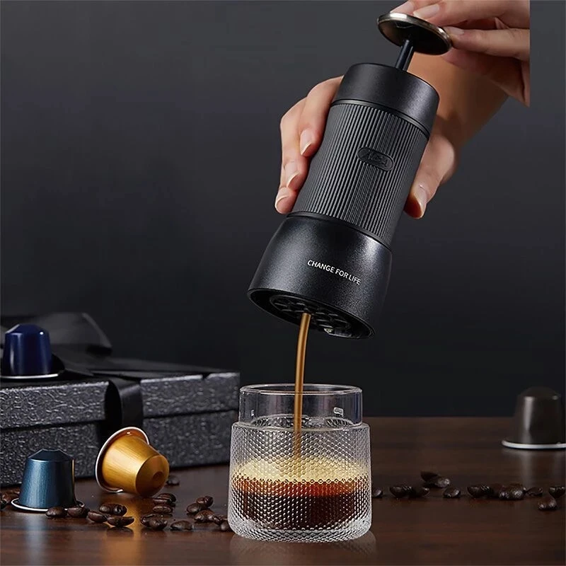 Portable Coffee Maker Espresso Machine Hand Press Capsule Ground Coffee Brewer Mini Coffee Maker for Travel and Picnic