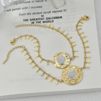 european and american titanium steel round face diamond inlaid bracelet womens bohemian 14k gold french style niche bracelet