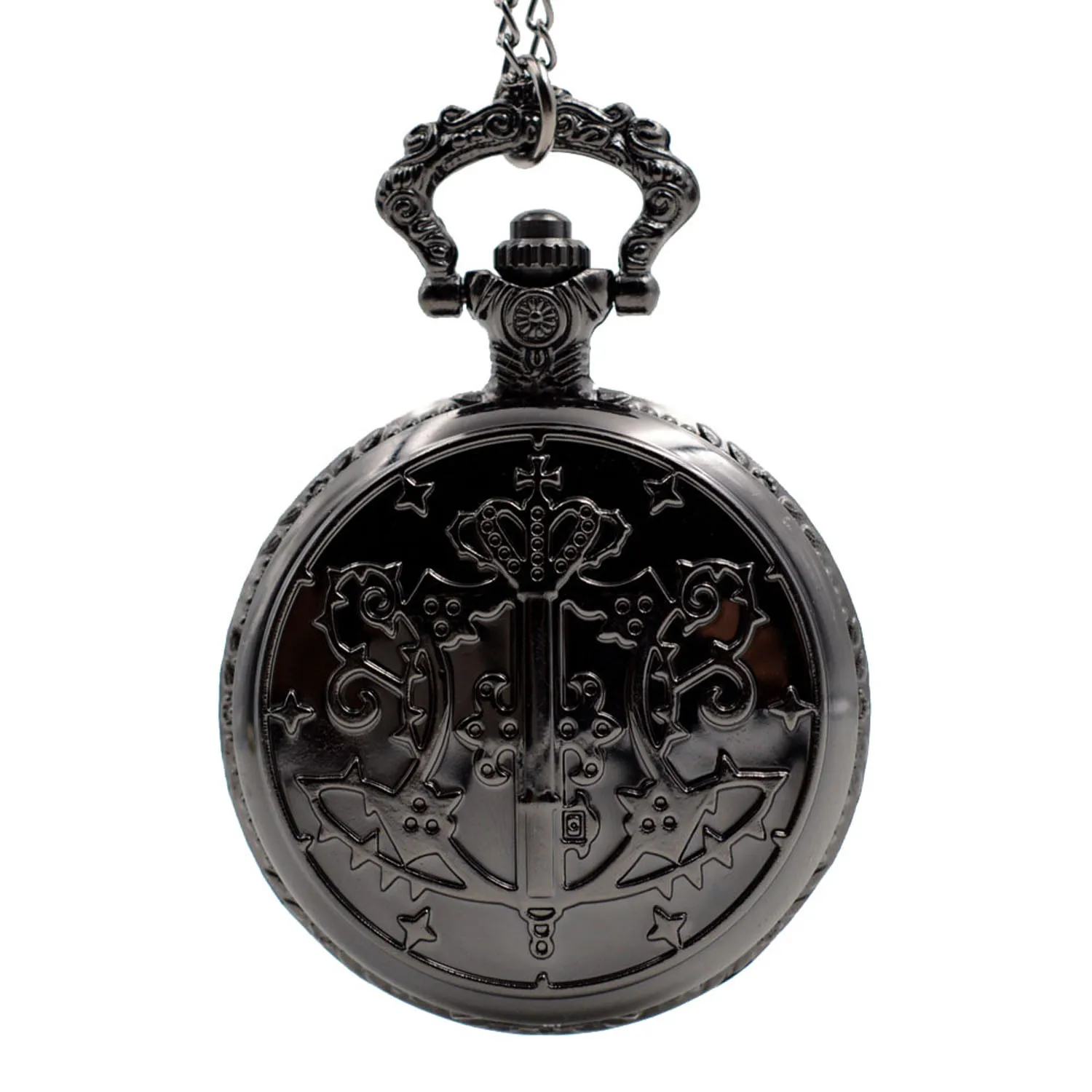 Ретро Винтажные черные кварцевые карманные часы Kuroshitsuji Black Butler аналоговые в виде