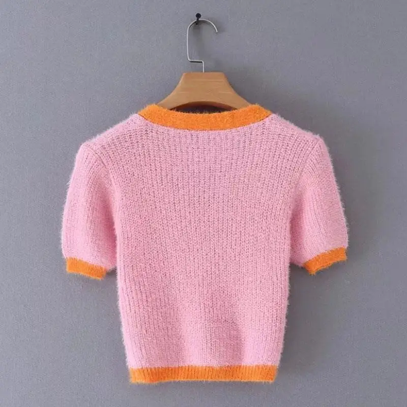 Укороченный свитер женский розовый вязаный сексуальный укороченный |