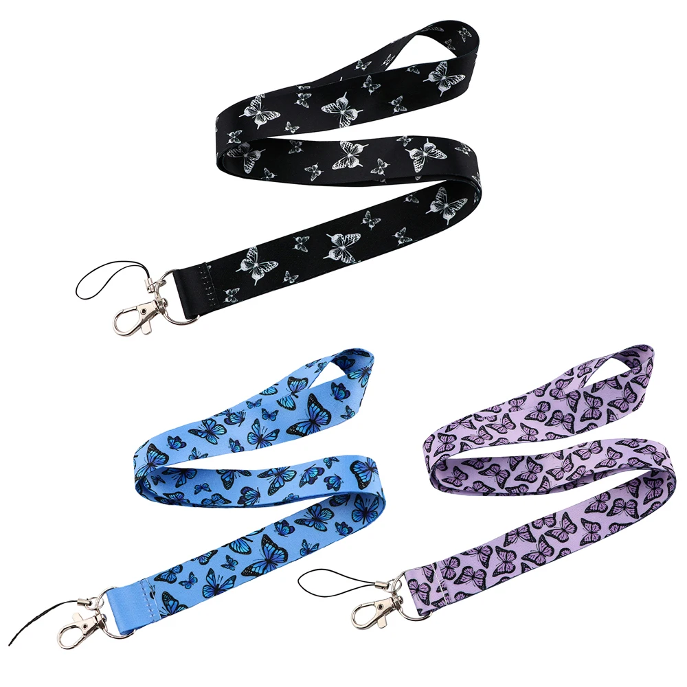 

JF1308 Colorful Butterfly Lanyard Neck Strap for key ID Card Cellphone Straps Badge Holder DIY Hanging Rope Neckband Accessories