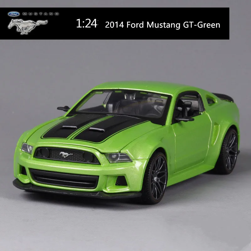 2014 Mustang - Green Изысканная 1:24 модель из сплава Mustang GT, модель спортивного автомобиля, коллекция премиум и gif - Цвет: 2014 Mustang - Green