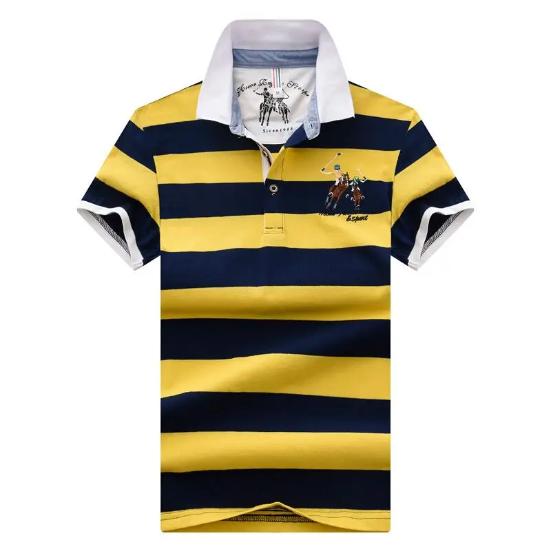 

doxvhd Top clothing Cotton Men's Polo Shirt striped Color Polos Embroidery Casual shorts Sleeve Shirts Male Plus Size M-4XL