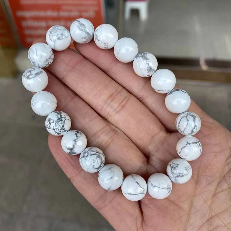 Натуральный Камень Белый Howlite браслеты ручной работы мала-Йога исцеление для
