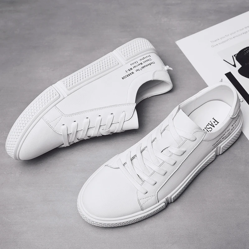 Man Shoes Casual Leather Classic White Men Lace-Up Sneakers Travel Walking Shoe Fashion Spring Autumn | Обувь