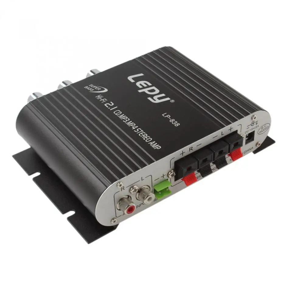 Lepy LP-838 усилитель мощности для автомобиля Hi-Fi 2,1 MP3 радио аудио стерео бас динамик усилитель плеер для мотоцикла дома без разъема питания