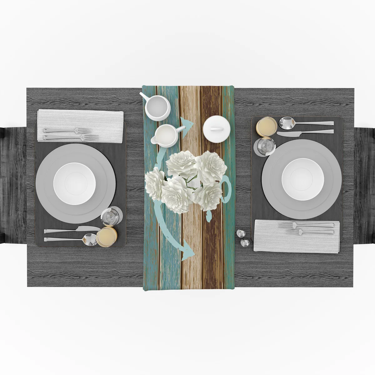 Винтажная настольная дорожка с якорем и текстурой древесины скатерти украшение