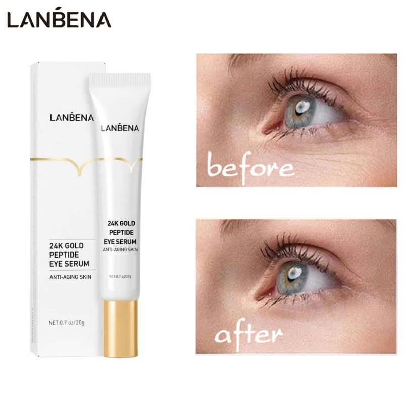 

LANBENA 24k Gold Peptide Improve Fine Lines Eye Serum Moisture Anti Wrinkle Reduce Dark Circles Anti Puffiness Eye Bag Skin Care