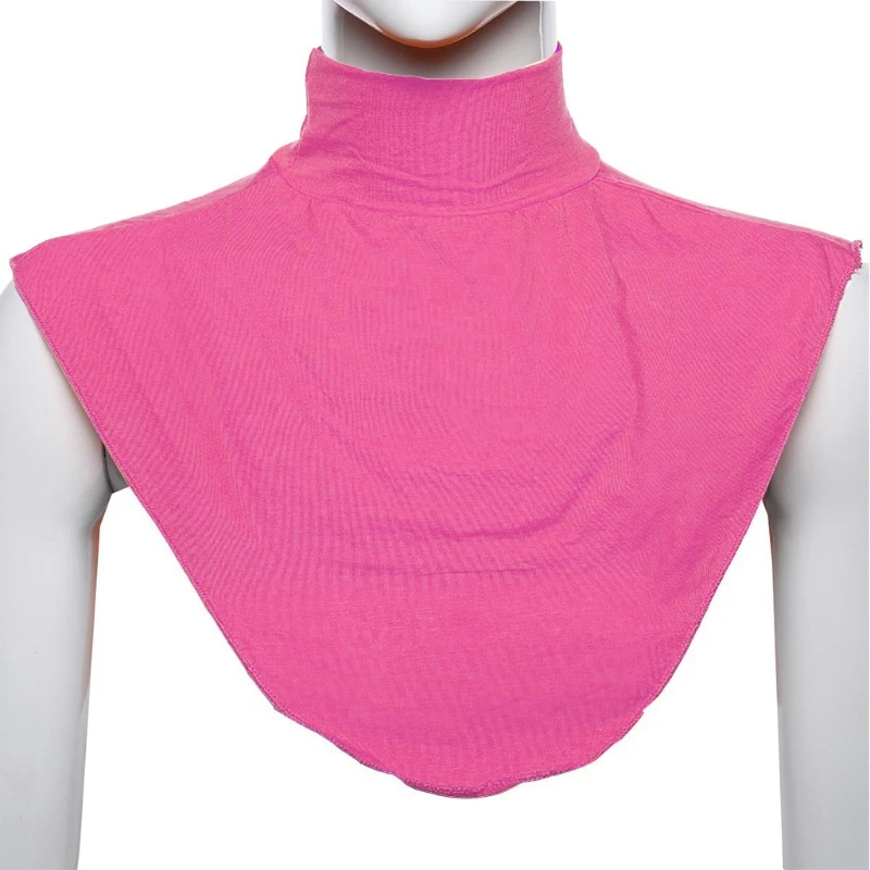 

Womens Muslim Modal Fake False Collar Islamic Hijab Extensions Turtleneck High Neck Cover Warmer Bright Solid Color Half Top