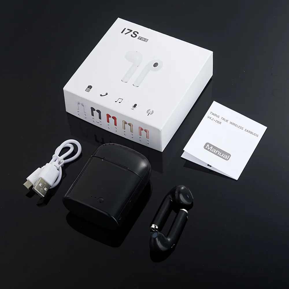 i7s Black With Box GutsyMan i7s TWS мини беспроводные Bluetooth наушники стерео i9s TWS наушники i24 TWS гарнитура с зарядной коробкой микрофон для смартфонов - Цвет: i7s Black With Box