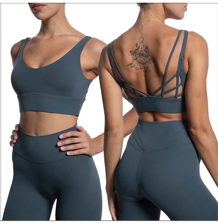 2023 Summer Butterfly Back Yoga Set Women Leggings Running Yoga Suits Sportswear High Waist Fitness Sports Set Gym Suit New