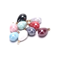 10pcs fashion water drop pearl enamel pendants charms for jewelry making diy tassel earrings accessories 9 colors