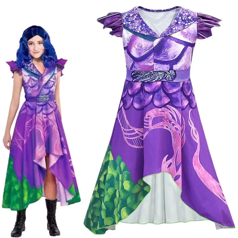 

Adult Kids Descendants 3 Mal Cosplay Costume Women Girls Dresses Halloween Fancy Dress