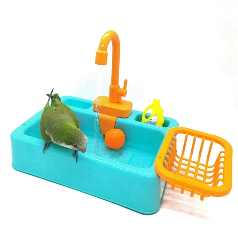

Plastic Simulation Kitchen Sink Kit Automatic Water Cycle System Parrot Small Pet Electric Bathtub Home Decor
