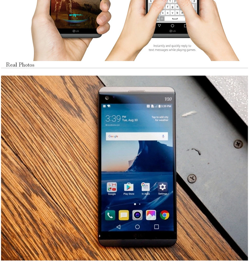 LG V20 4 Гб ОЗУ 64 Гб ПЗУ Android четырехъядерный 5,7 ''16 МП камера 4G LTE смартфон с отпечатком пальца отремонтированный разблокированный телефон