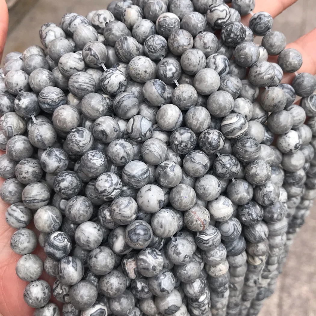 Натуральная карта яшма камень 4-12 мм Круглый драгоценный бусины для 925