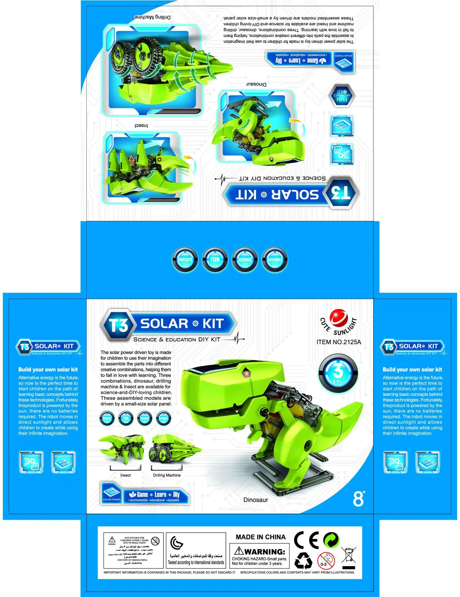 Солнечная энергия головоломка модель динозавр Робот насекомое сверлильный