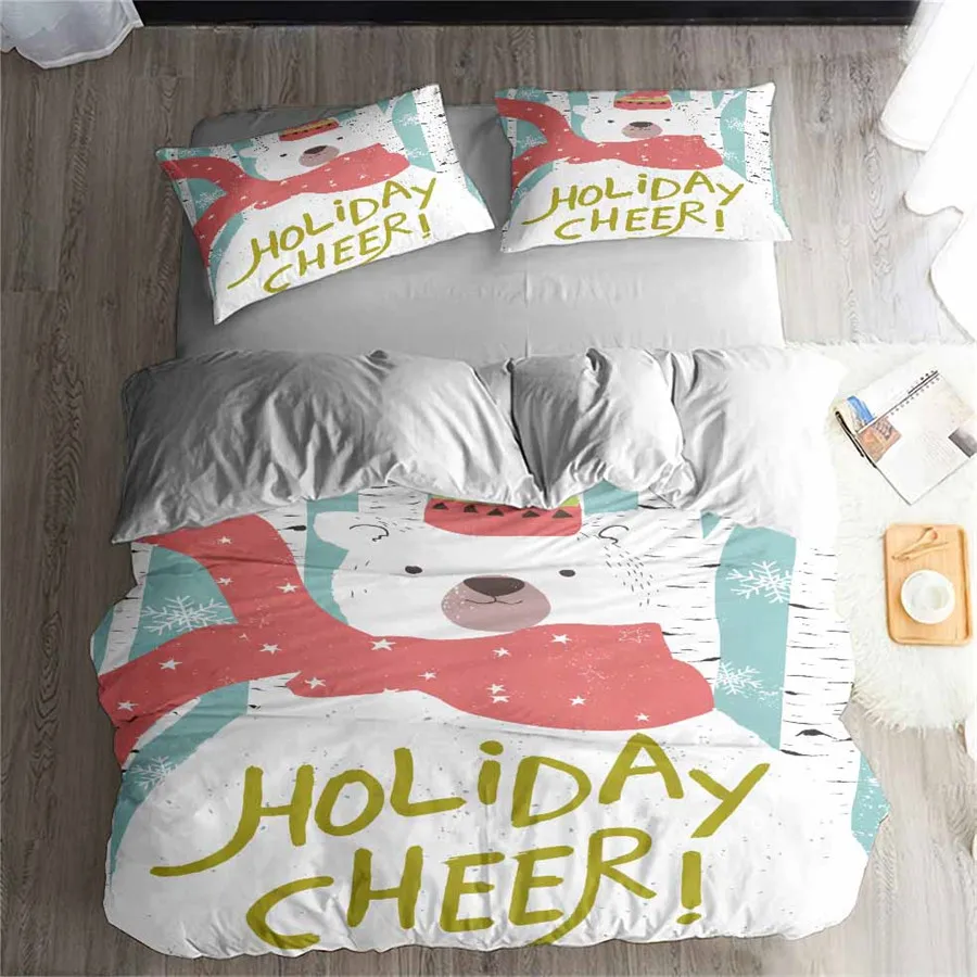 

HELENGILI 3D Bedding Set Christmas Print Duvet cover set lifelike bedclothes with pillowcase bed set home Textiles #SD-25